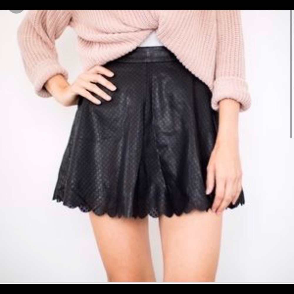 For 21 faux black leather skater skirt